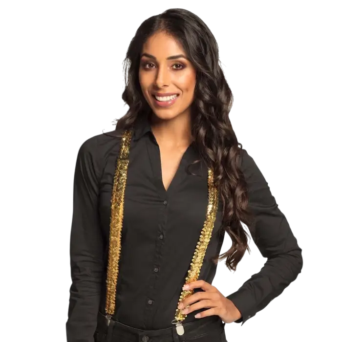 Hosenträger Pailletten gold