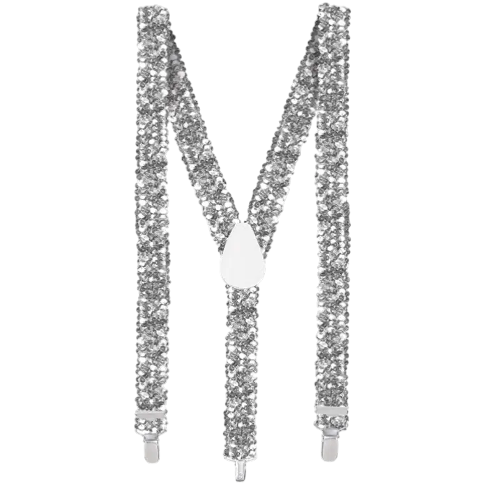 Hosenträger Silberne Pailletten