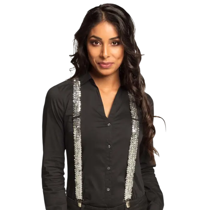 Hosenträger Silberne Pailletten