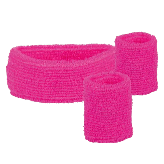 Set mit 3 Frottee-Stirnbändern in Neonpink
