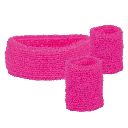 Set mit 3 Frottee-Stirnbändern in Neonpink