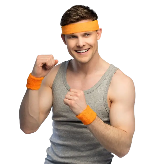 Set mit 3 Frottee-Stirnbändern in Neonorange