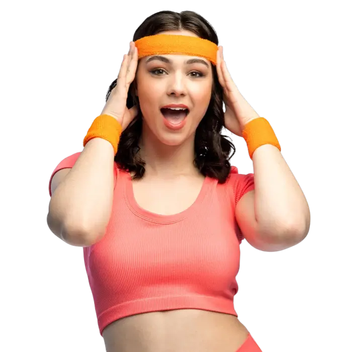 Set mit 3 Frottee-Stirnbändern in Neonorange