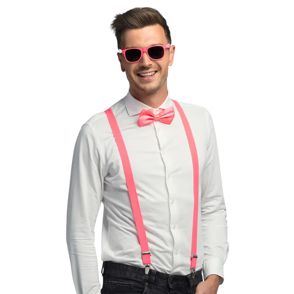 Fluo-Accessoire-Set für Party und Kostüm – Neonrosa