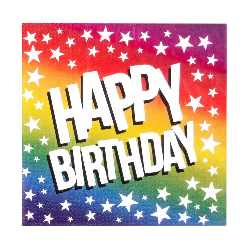 Set 20 Papierservietten Rainbow 'Happy birthday' 33cm