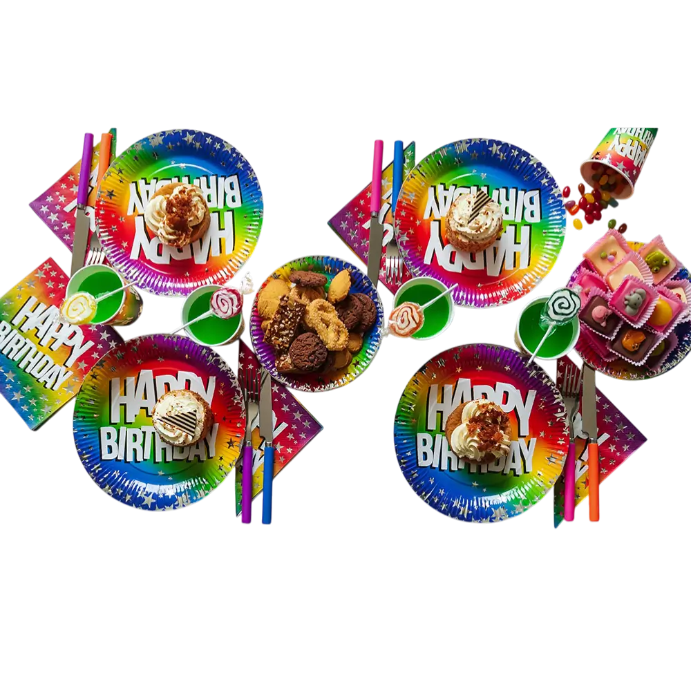 Set 20 Papierservietten Rainbow 'Happy birthday' 33cm