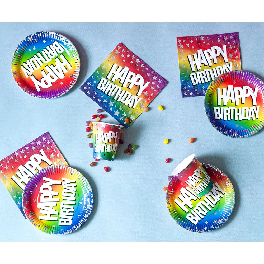 Set 20 Papierservietten Rainbow 'Happy birthday' 33cm