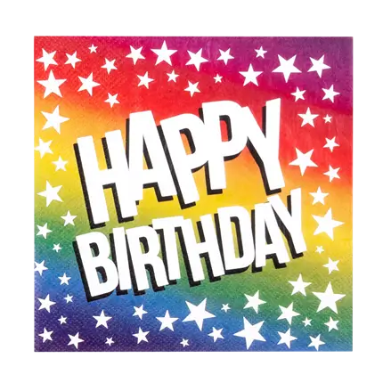 Set 20 Papierservietten Rainbow 'Happy birthday' 33cm