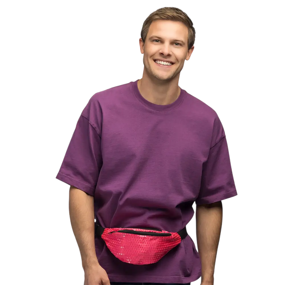 Pailletten Bauchtasche für Party und Kostüm – Neonrosa