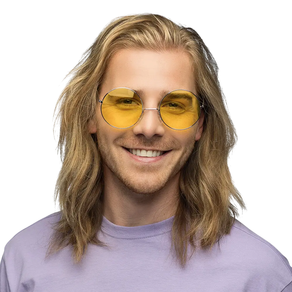 Partybrille Hippie XL gelb