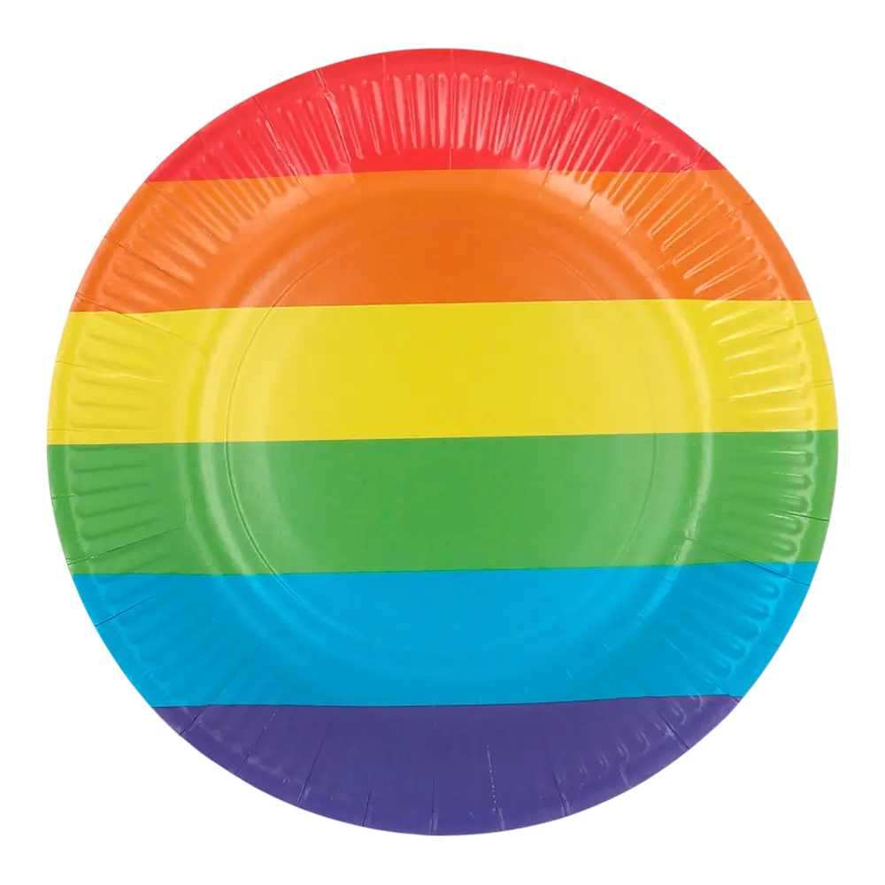 Set aus 8 Papiertellern Regenbogen 23cm