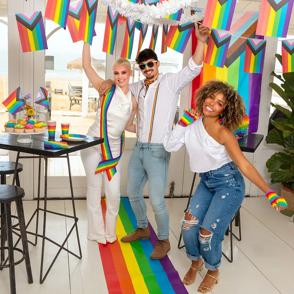 Set aus 8 Papiertellern Regenbogen 23cm