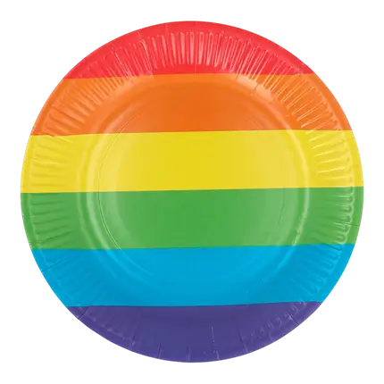 Set aus 8 Papiertellern Regenbogen 23cm