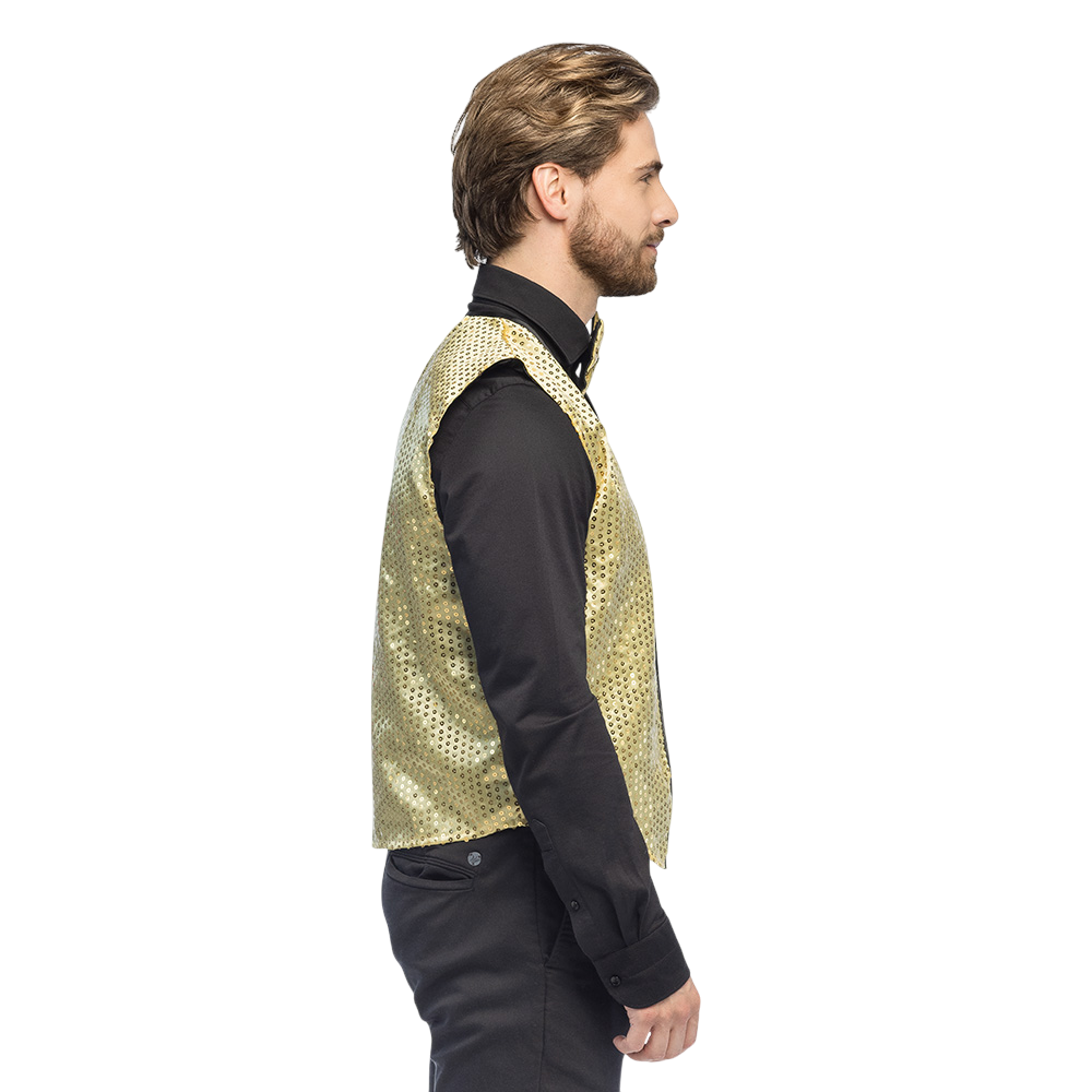Paillettenweste und Fliege „Spangles“ – Größe M/L – Gold