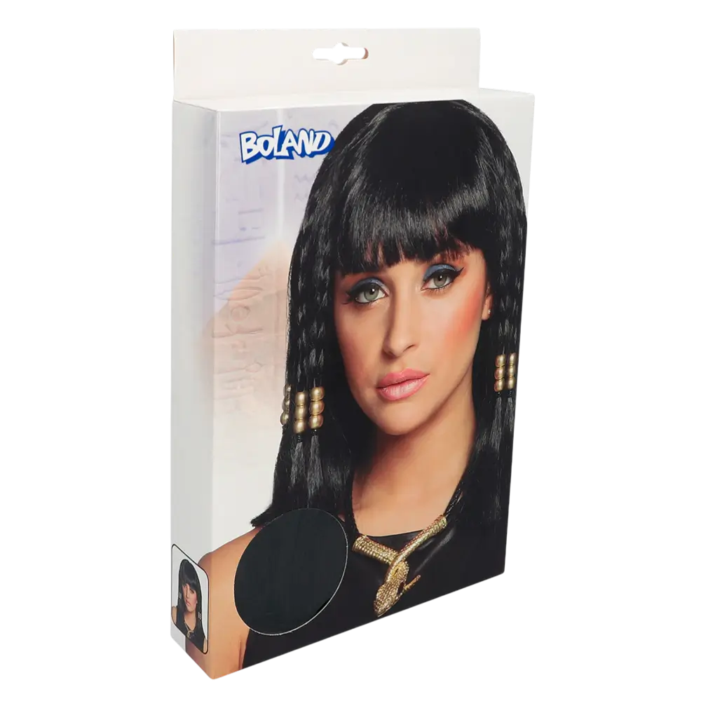 Perücke "Cleo" - Gerader schwarzer Schnitt mit Pony im ägyptischen Stil
