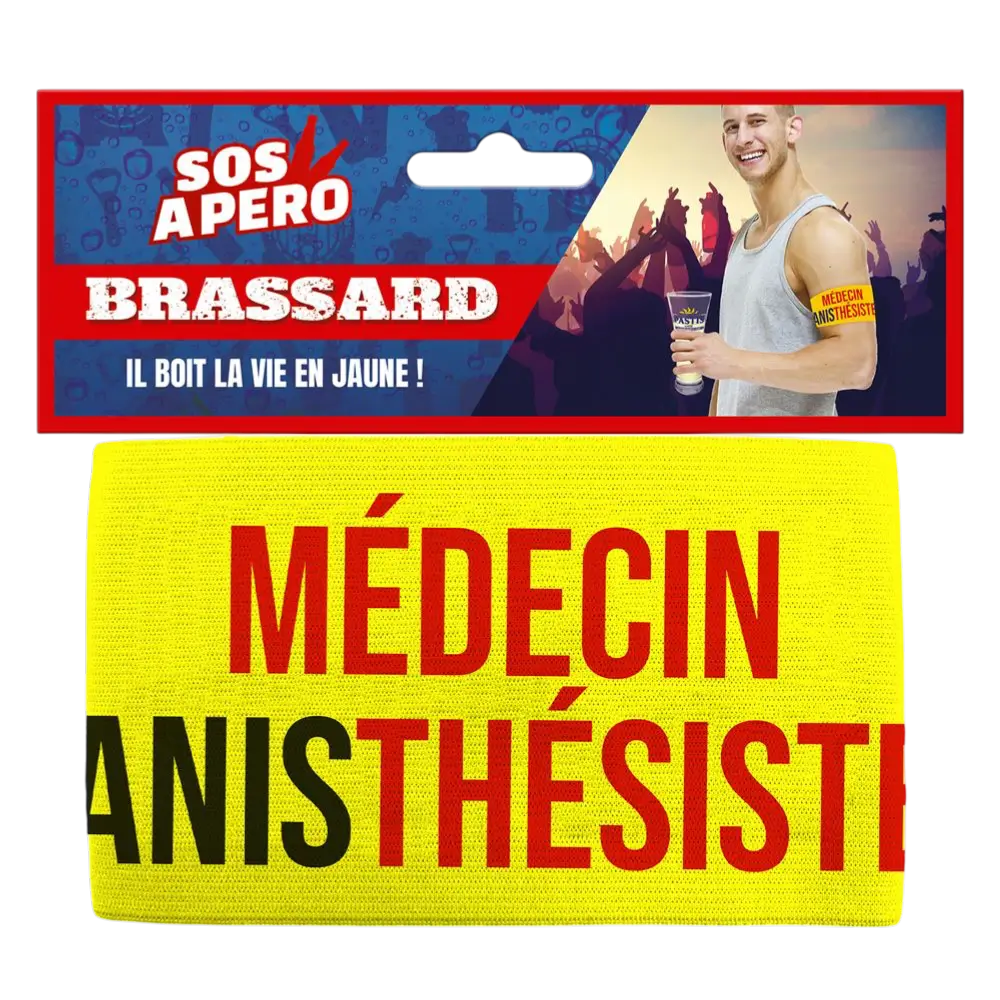 Aperitif-Armbinde "Anisthesist Doctor" Gelb - Humorvolle Abendunterhaltung