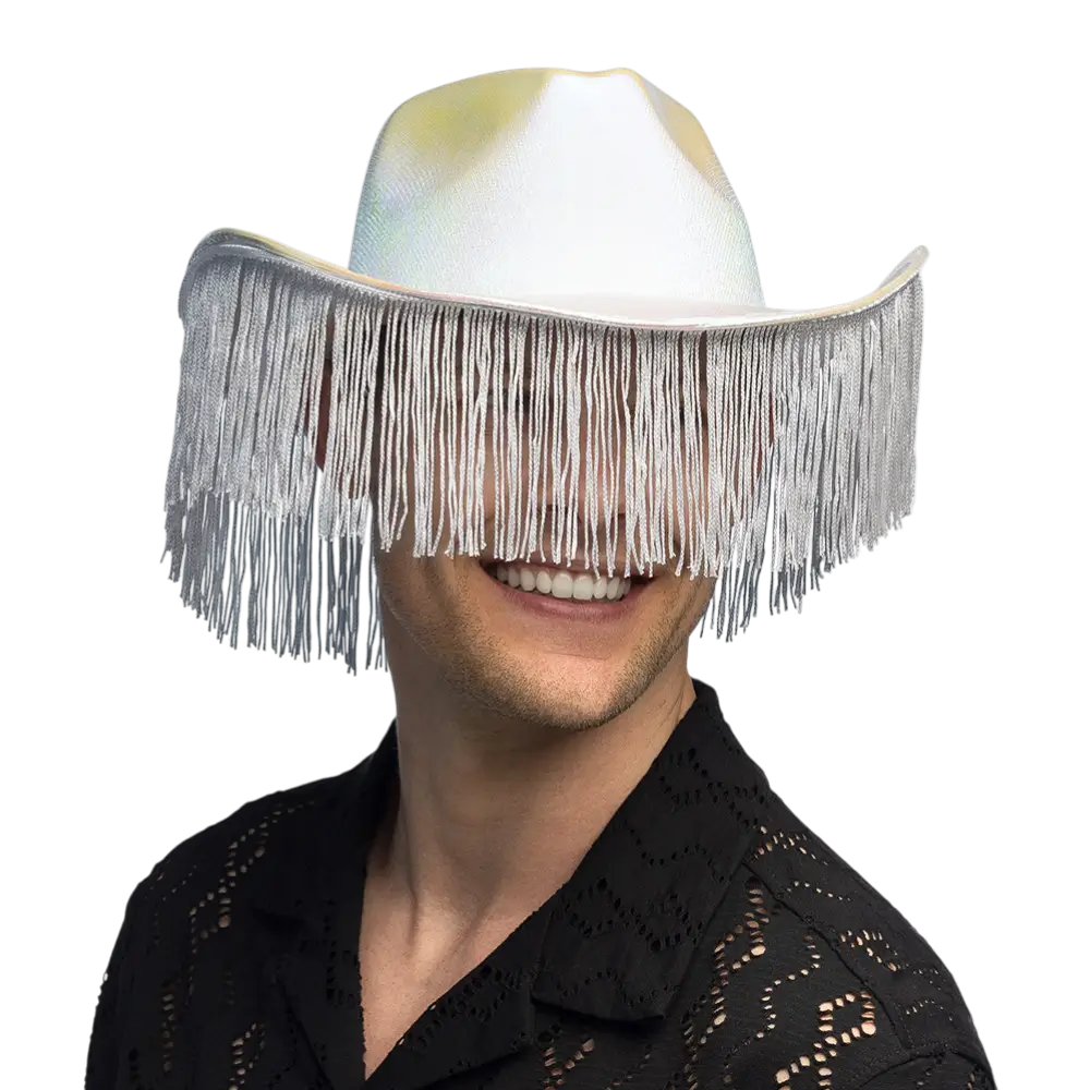 Cowboyhut mit Fransen für Kostüm "Fabulous" - Weiß