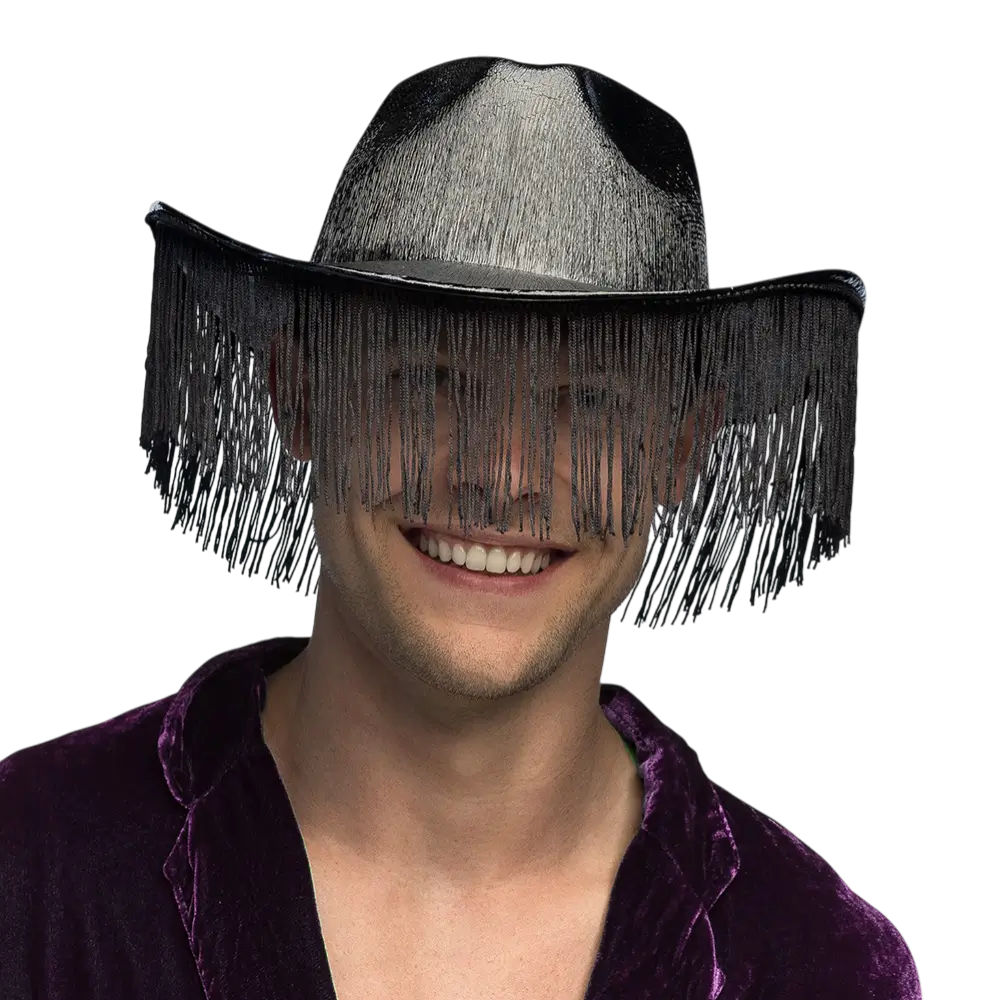 Cowboyhut mit Fransen für Verkleidung "Fabulous" - Schwarz