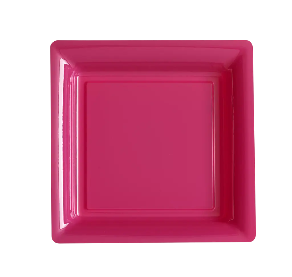 Quadratische Wiederverwendbare Unzerbrechliche Teller 23,5 cm Fuchsia – Partygeschirr