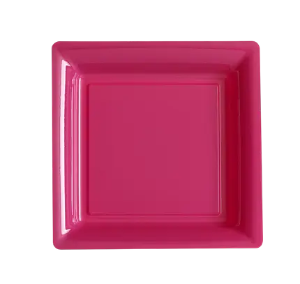 Quadratische Wiederverwendbare Unzerbrechliche Teller 23,5 cm Fuchsia – Partygeschirr