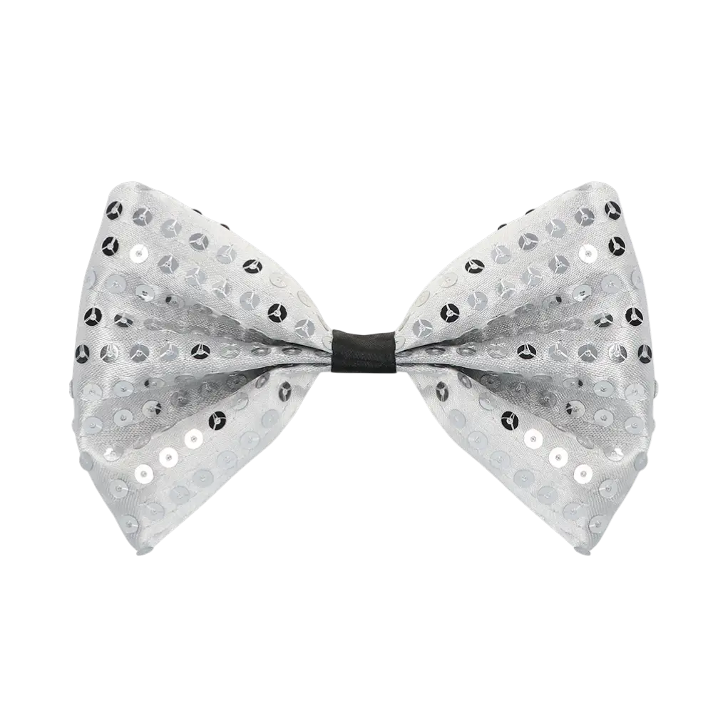 Weste mit Pailletten und Fliege "Spangles" - Größe M/L - Silber
