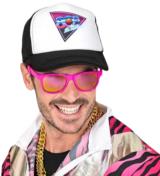 Neonbrille Pink Neon 80er Jahre - Verspiegelte Gläser mit Revo Effekt