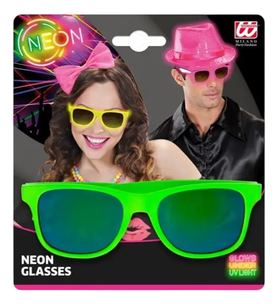 Neonbrille Neongrün 80er Jahre - Verspiegelte Gläser mit Revo Effekt
