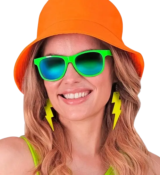 Neonbrille Neongrün 80er Jahre - Verspiegelte Gläser mit Revo Effekt