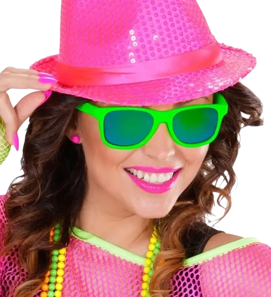 Neonbrille Neongrün 80er Jahre - Verspiegelte Gläser mit Revo Effekt