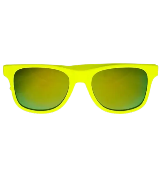 Neonbrille Neongelb Neon 80er Jahre - Verspiegelte Gläser mit Revo Effekt