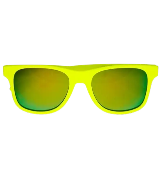 Neonbrille Neongelb Neon 80er Jahre - Verspiegelte Gläser mit Revo Effekt