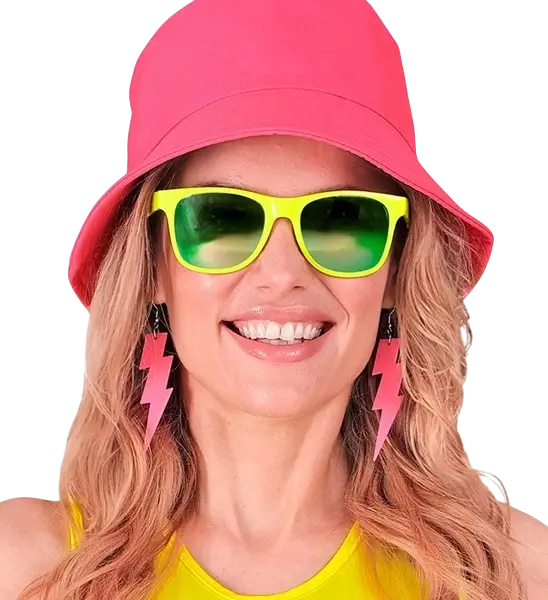 Neonbrille Neongelb Neon 80er Jahre - Verspiegelte Gläser mit Revo Effekt