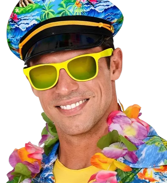 Neonbrille Neongelb Neon 80er Jahre - Verspiegelte Gläser mit Revo Effekt