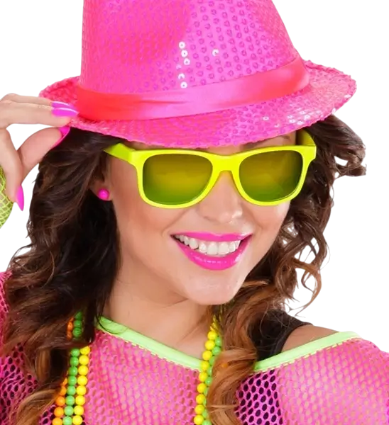 Neonbrille Neongelb Neon 80er Jahre - Verspiegelte Gläser mit Revo Effekt