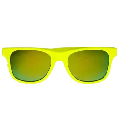 Neonbrille Neongelb Neon 80er Jahre - Verspiegelte Gläser mit Revo Effekt