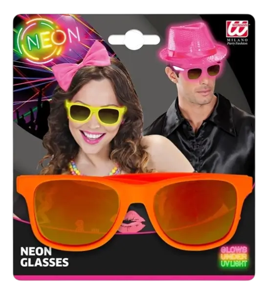 Neonbrille Neonorange 80er Jahre - Verspiegelte Gläser mit Revo Effekt