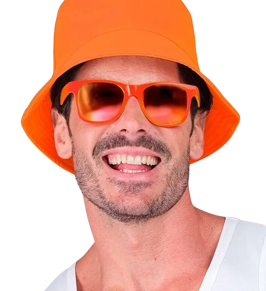 Neonbrille Neonorange 80er Jahre - Verspiegelte Gläser mit Revo Effekt