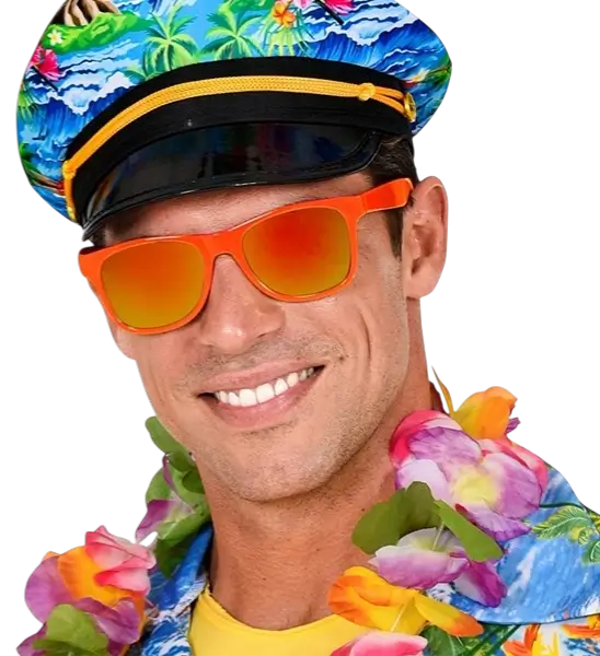 Neonbrille Neonorange 80er Jahre - Verspiegelte Gläser mit Revo Effekt