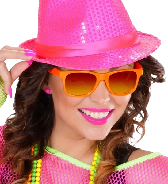 Neonbrille Neonorange 80er Jahre - Verspiegelte Gläser mit Revo Effekt
