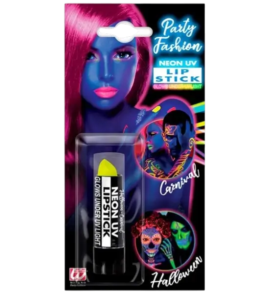 Lippenstift Neongelb UV - Halloween Karneval Gesichtsmakeup - 6 ml