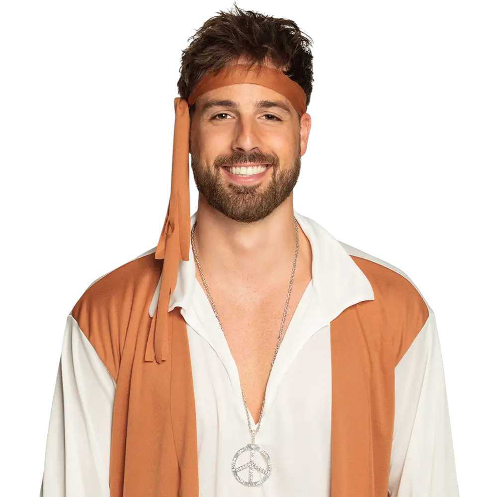 Hippie Peace Halskette - Halskette mit Friedenssymbol 60er Jahre