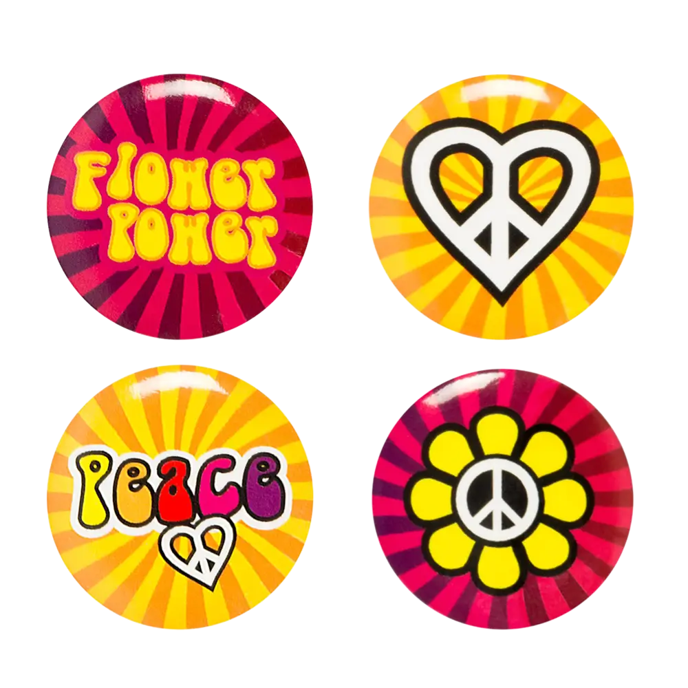 4er-Set Hippie-Namensschilder - Flower Power Zubehör