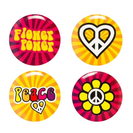 4er-Set Hippie-Namensschilder - Flower Power Zubehör