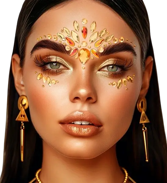 Gesichtsschmuck Gelbe Diamanten - Strass Festival