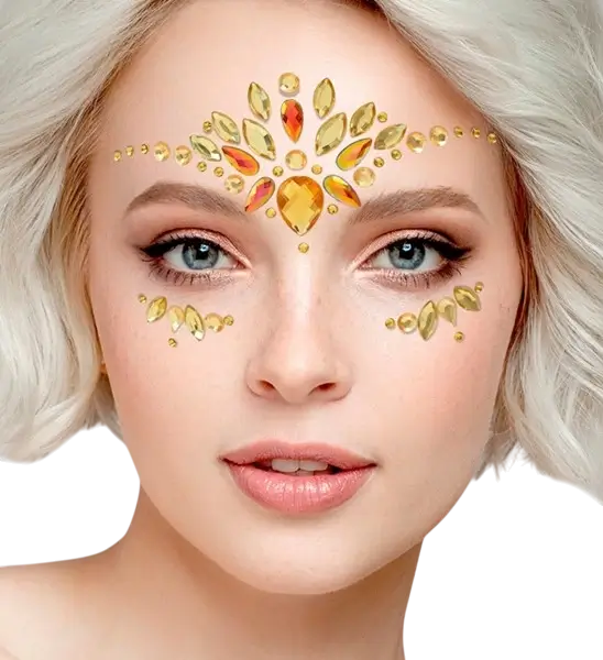 Gesichtsschmuck Gelbe Diamanten - Strass Festival