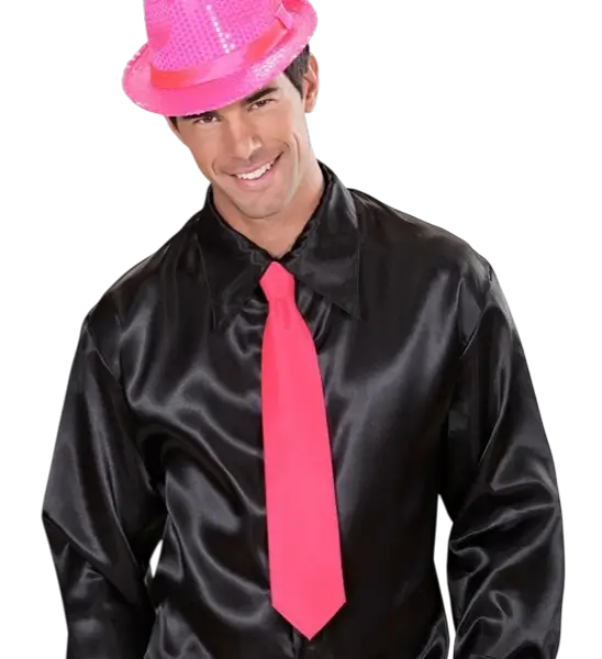 Satin-Krawatte in Neonpink - Party-Accessoire der 80er Jahre