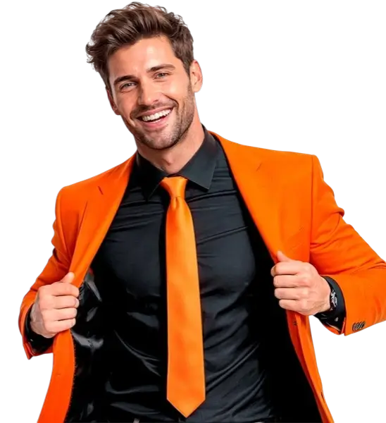 Krawatte Satin Orange Fluo - 80er Jahre Party-Accessoire