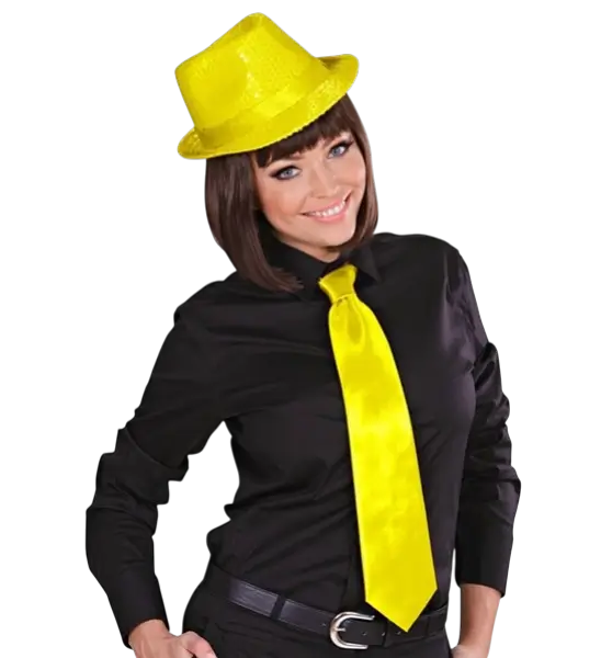 Satin Krawatte Fluo Gelb - 80er Jahre Party-Accessoire