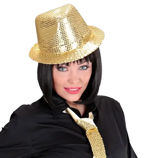 Goldener Glitzerhut - Disco-Partyzubehör