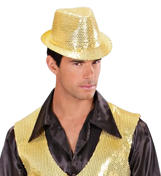 Goldener Glitzerhut - Disco-Partyzubehör